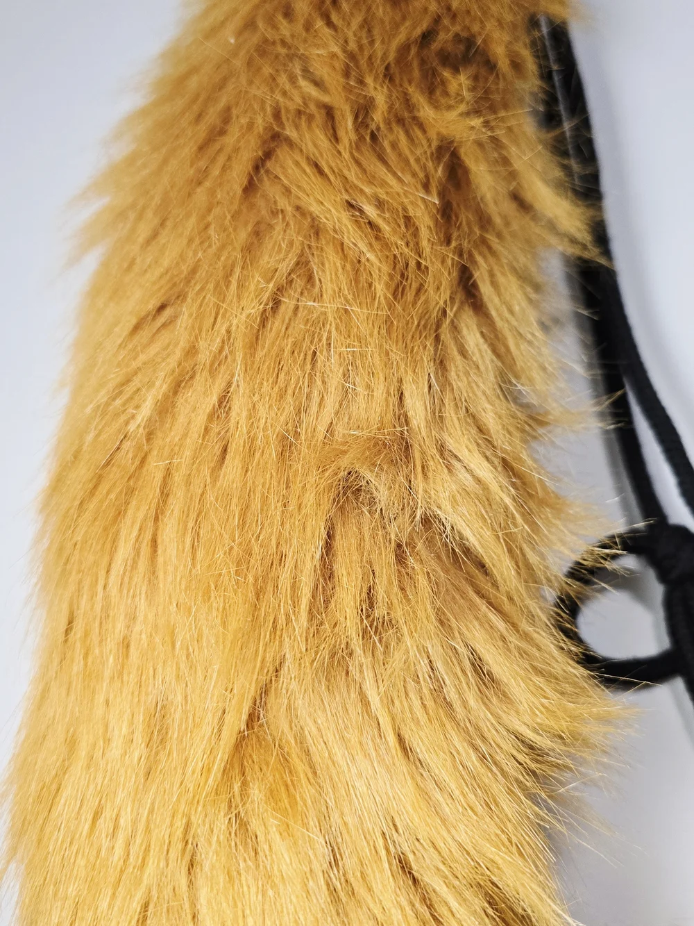 Faux Fur Tail Mustard Cat Costume Accessorie. With Waist Drawstring Fits Most.